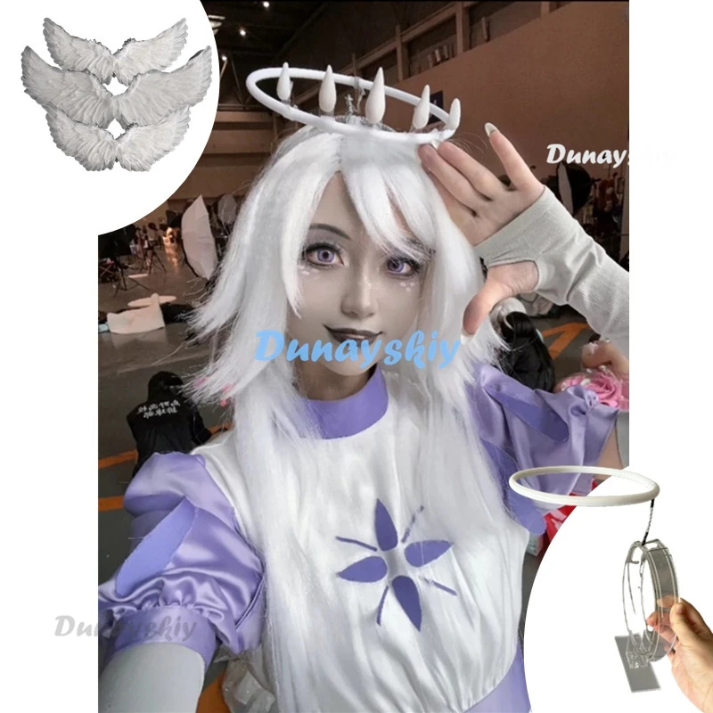 

Hazbin Angel Emily Seraphim Cosplay Costume Halo Cosplay Hotel Women Fancy Dress Outfit Halloween Uniform Hasbin Wings Suit