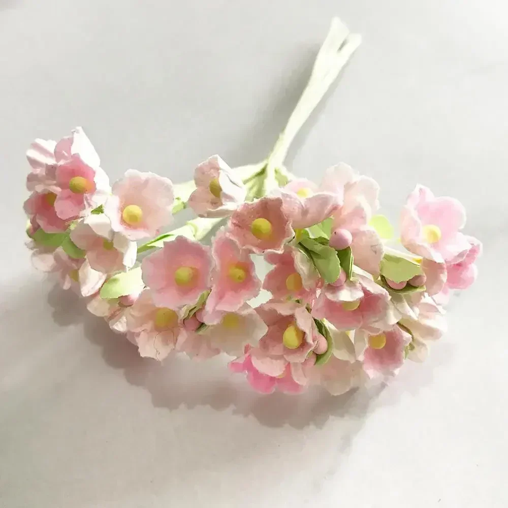 Pink Hybrid Flower Cherry Stamen Berries Bundle for DIY Decor - Perfect for Cakes, Christmas, Weddings, Gifts, and Wreaths