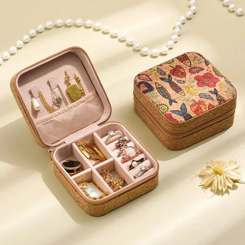 New Jewelry Storage Case Women's With Image Jewelry Box With Zipper Organizer For Ring/Earring/