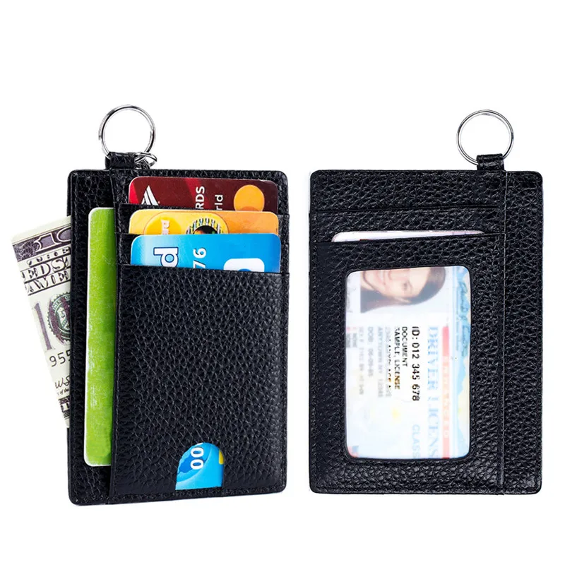 Genuine Leather Wallet Key Case Card Holder Coin Purse Keychain RFID  Blocking