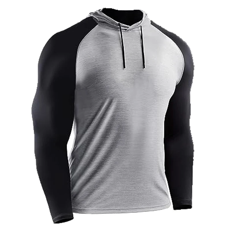 Gris - Sudadera Fina con Capucha para Hombre