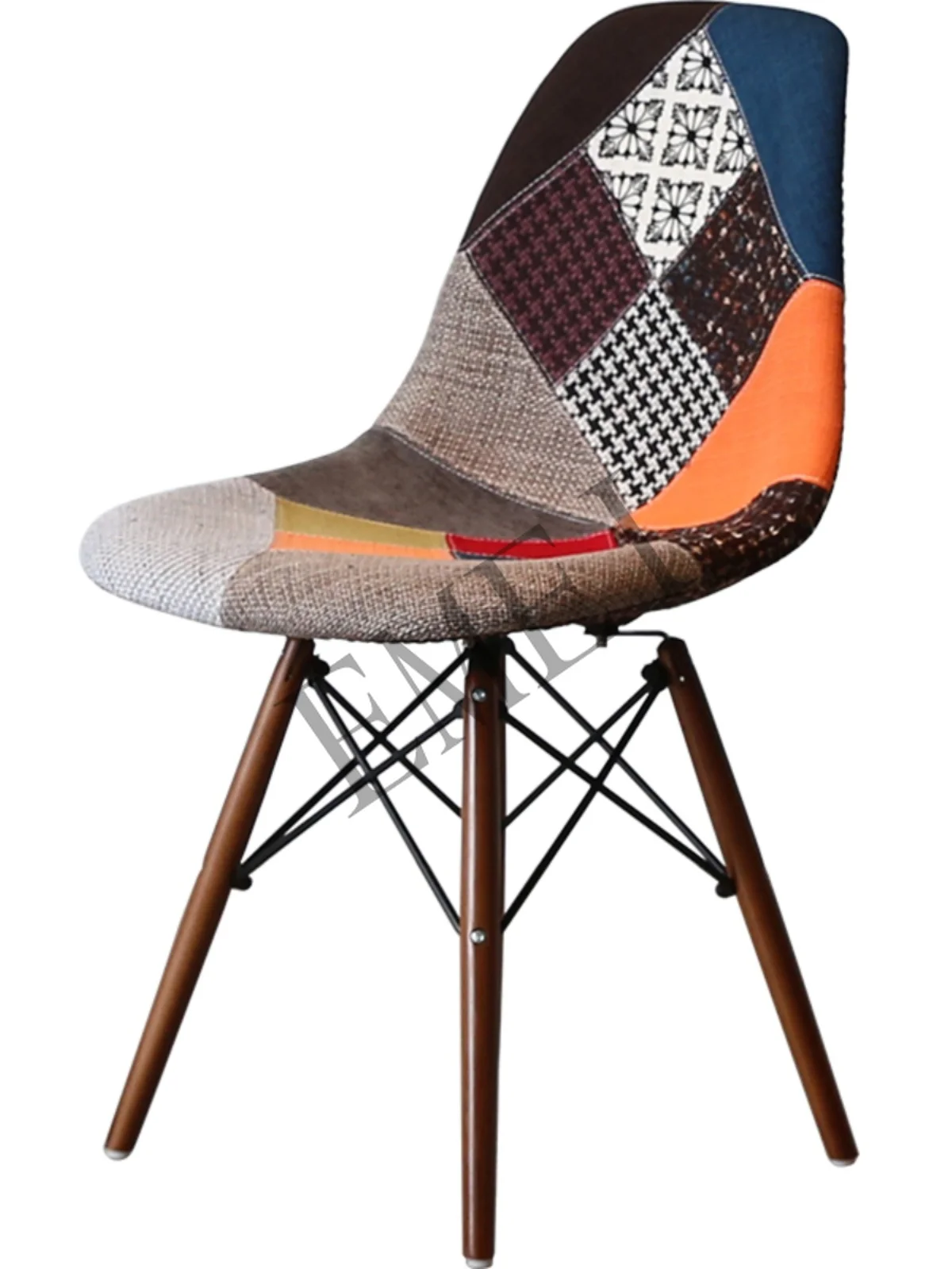 Simple Home Dining Chair Creative Nordic Solid Wood Backrest Flower Stitching Leisure Coffee Shop Table and Chair
