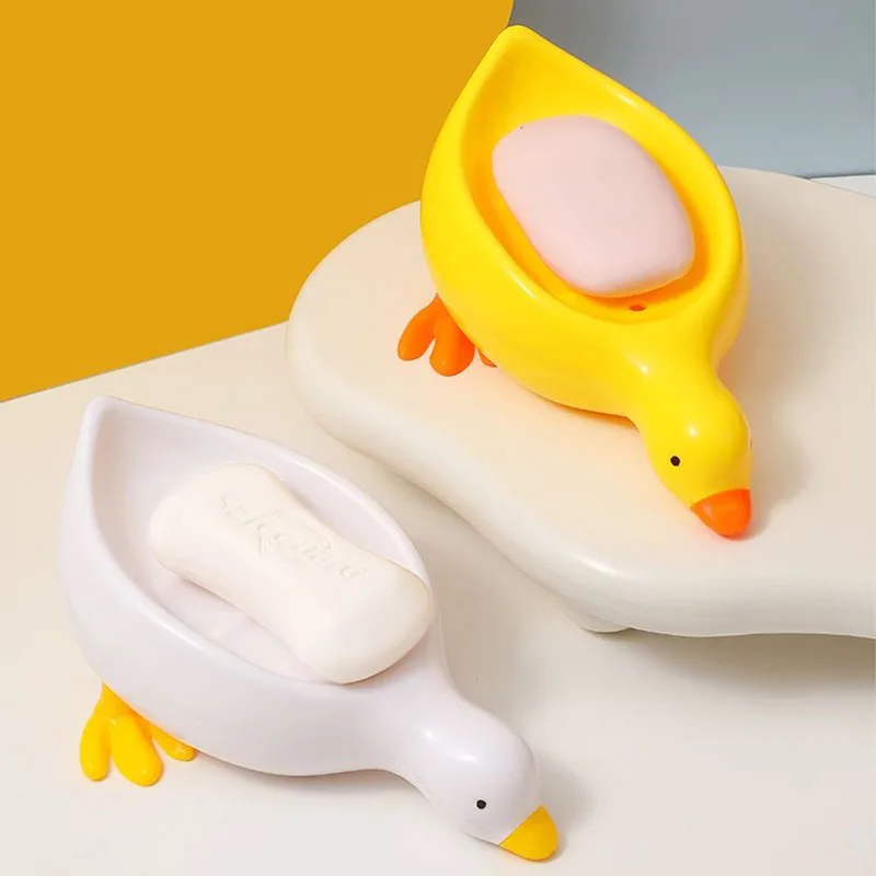 Soap Tray Self-draining Soap Rack Cute Duck-shaped Creative Rack for Shower Bathroom Kitchen Tub Sink Tray Bracket Bathroom soap rack