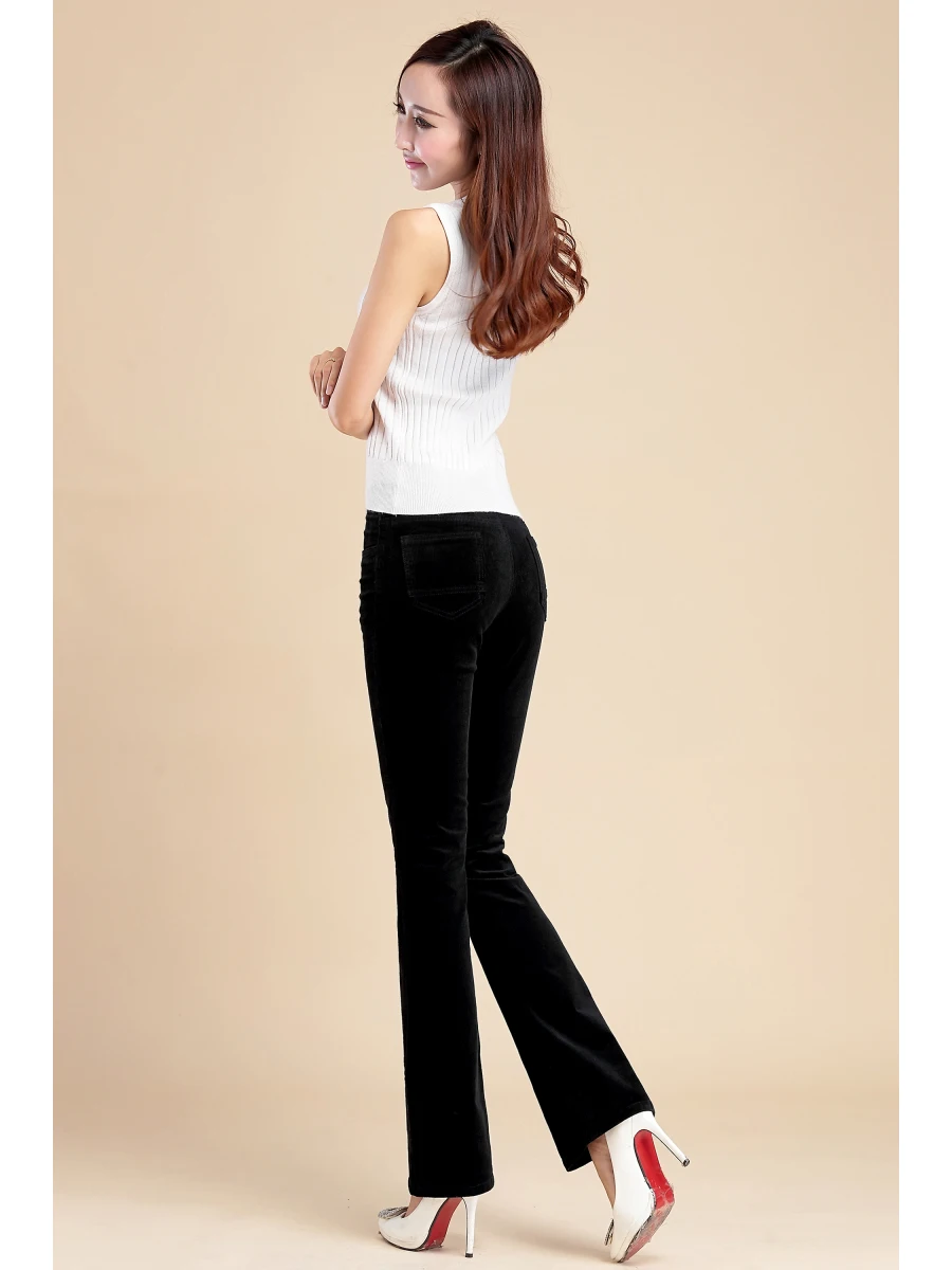 2025, Damen-Cordhose mit weitem Bein, mittlere Taille, ausgestellte Cordhose, Freizeithose, Herbst und Winter – Detail 18