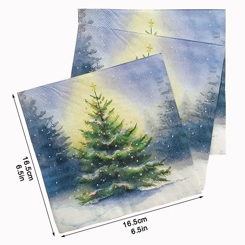 20pcs/Pac 2-Ply Snowy Christmas Tree Printed Napkins Christmas Collection Party Disposable Paper Placemats paper napkins disposable paper placemats