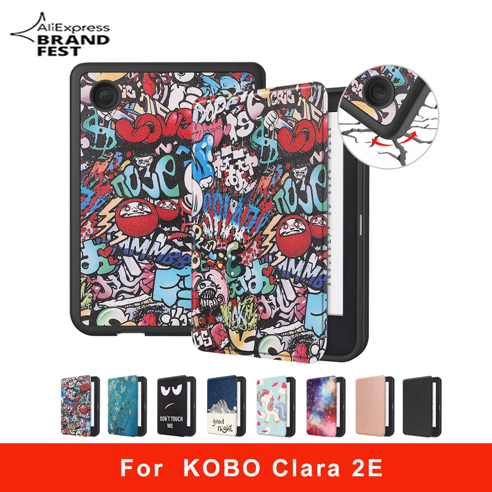 Funda Per Kobo Clara 2E Case 2022 Smart Cover Pu Leather Silicone Back Full Housing Custodia Ebook Per Etui Kobo Clara 2E Cover Capa