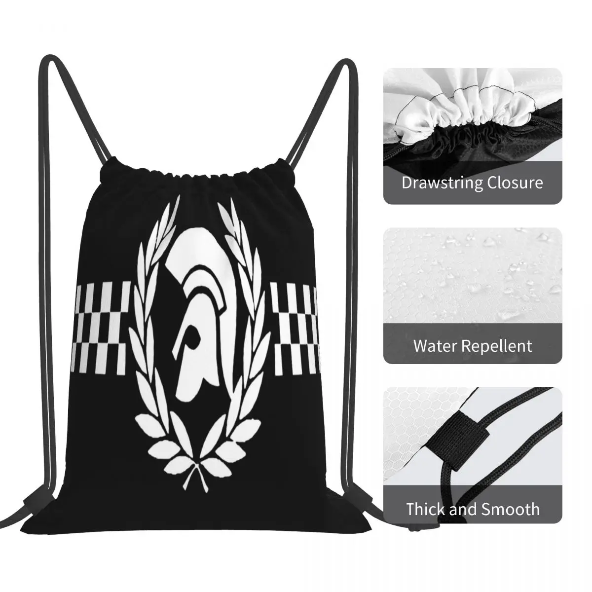 Hot Sale Fashion Casque Trojan Lauriers Drawstring Bag Backpack school cartoon shoe bag backpack with rope