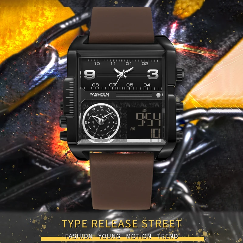 YASHIDUN brand watch multi-functional men's watch large dial men's leather foreign trade watches men wholesale