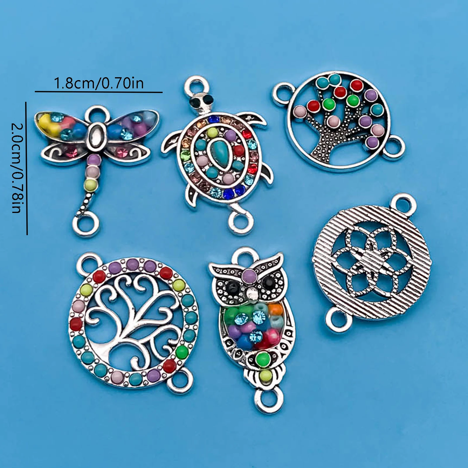 5/6 Stück Zinklegierung, bunt, europäischer und amerikanischer Stil, kleine Anhänger, Charms-Anschlüsse für Schmuckherstellung, Armbandzubehör – Detail 10