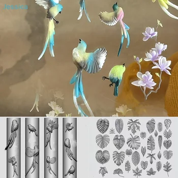 ♥3D Silicone Nail Art Mold-Ribbon Bow Ballet Shoes Leaf Bird Design DIY Nail Decor  Transparent Manicures Template 1