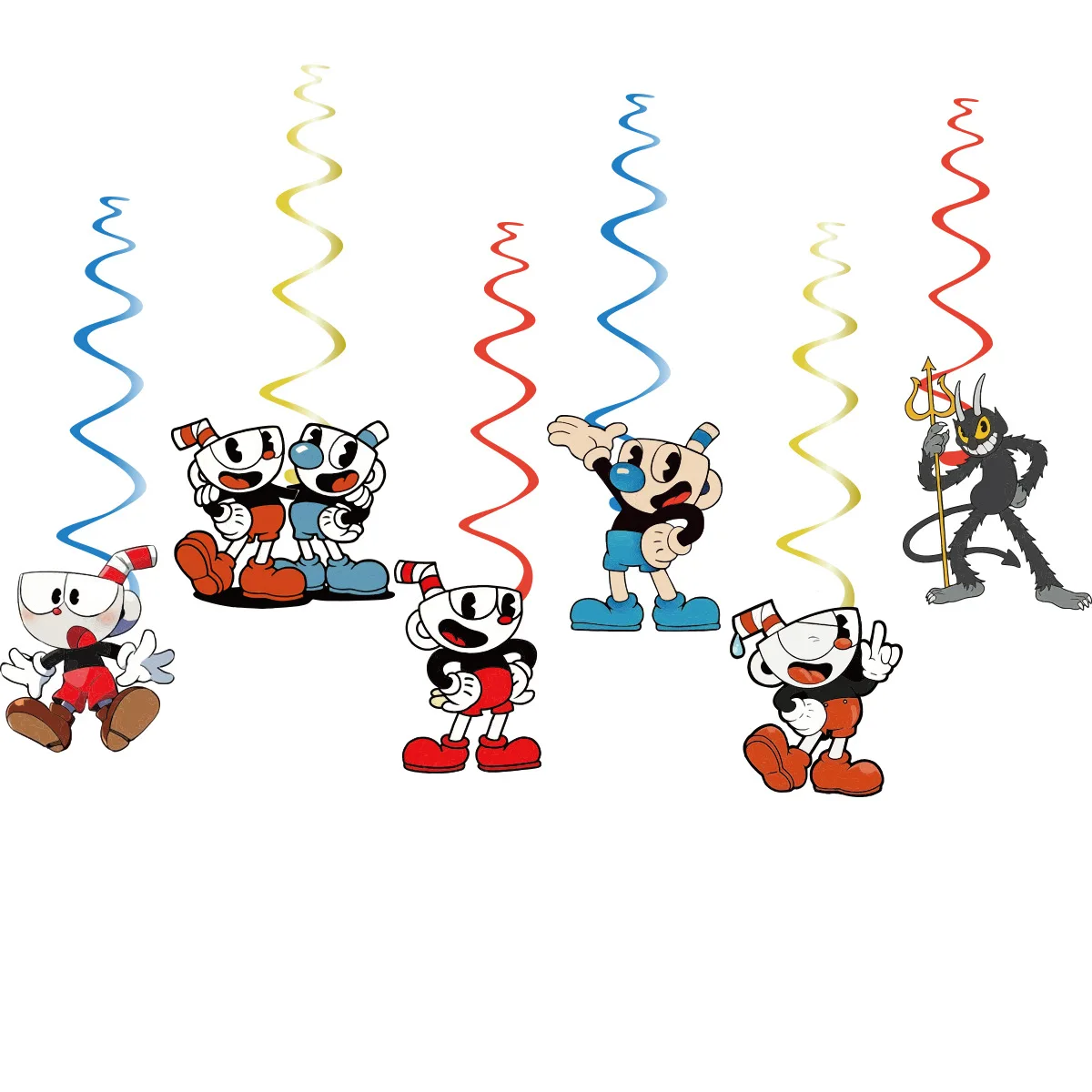 Cuphead 생일 축하 파티 용품 게임 라텍스 풍선 배경 장식 케이크 토퍼 배너 아이 선물 홈 장식 베이비 샤워
