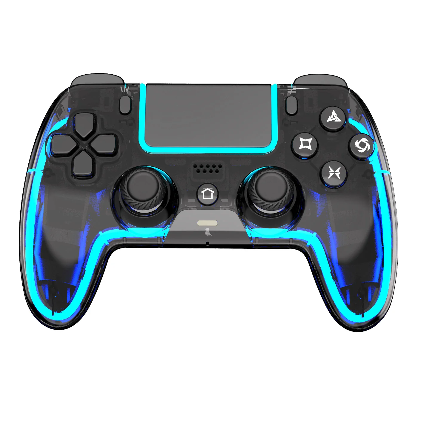 Wireless Controller STK-5007L for PS5,Transparent Controller with Breathing RGB Light, Programmable Buttons&Type-C Port