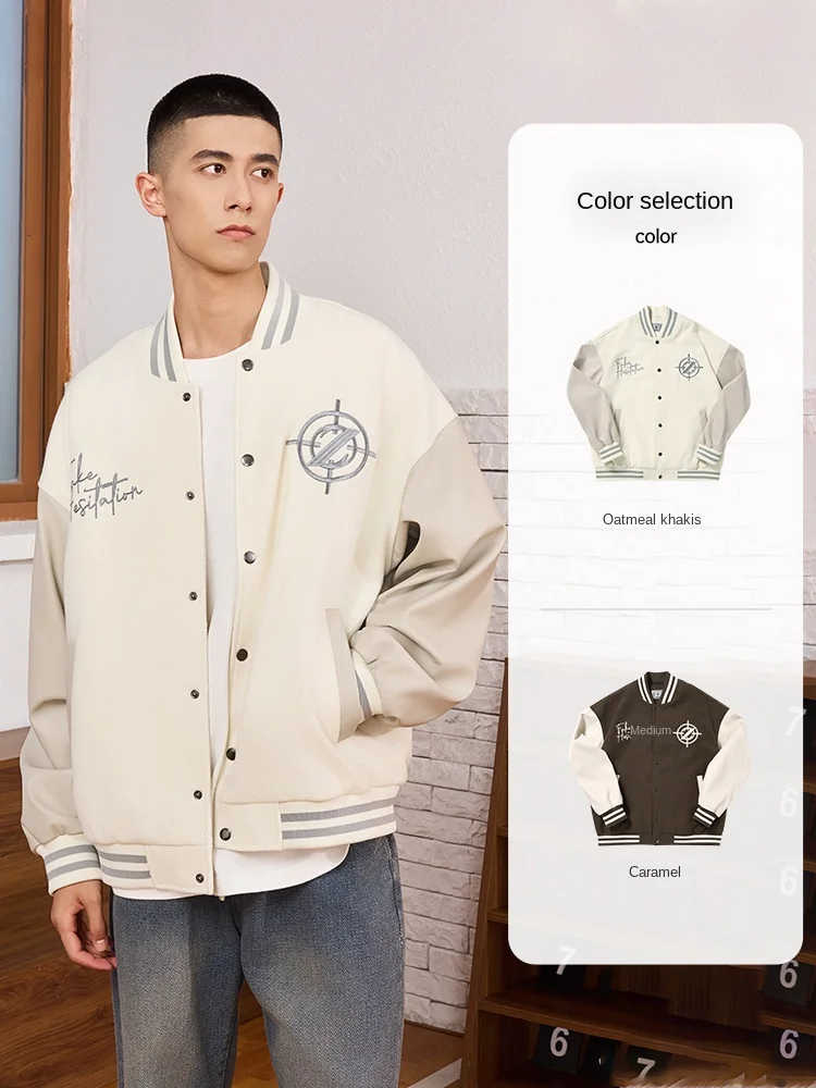 RIGORER Jacket Coat Baseball Suit Men Autumn New Trend Embroidered American Jacket Sports Casual Cardigan