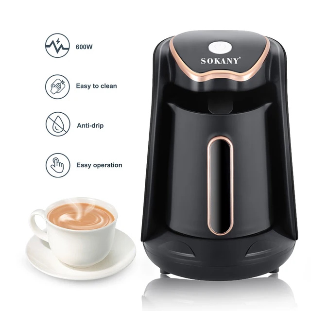 SOKANY Electric Turkish Coffee Maker Machine with 250ml/1 Cup Coffee Pot Single Serve Espresso Maker 600W Heating Coffee Pot 4