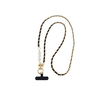 Coque de téléphone longue en cuir tissé pour femme, lanière en métal JOWith Pearl, lanière de téléphone universelle, décoration de sac à bandoulière alertes onale 6
