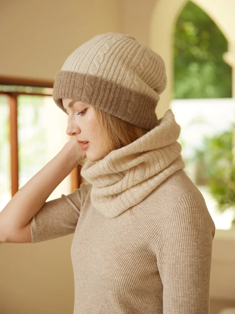 Cashmere Completo Sciarpa Cappello Donna Donna Sciarpa E Cappello