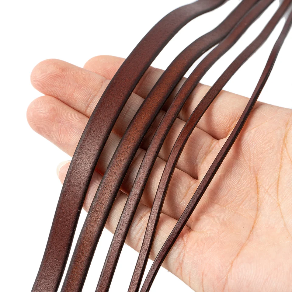 Cordoncino Di Cuoio Piatto 5m X 5mm - Vera Pelle Per Braccialetti, Collane, Fai Da Te - Foto 11