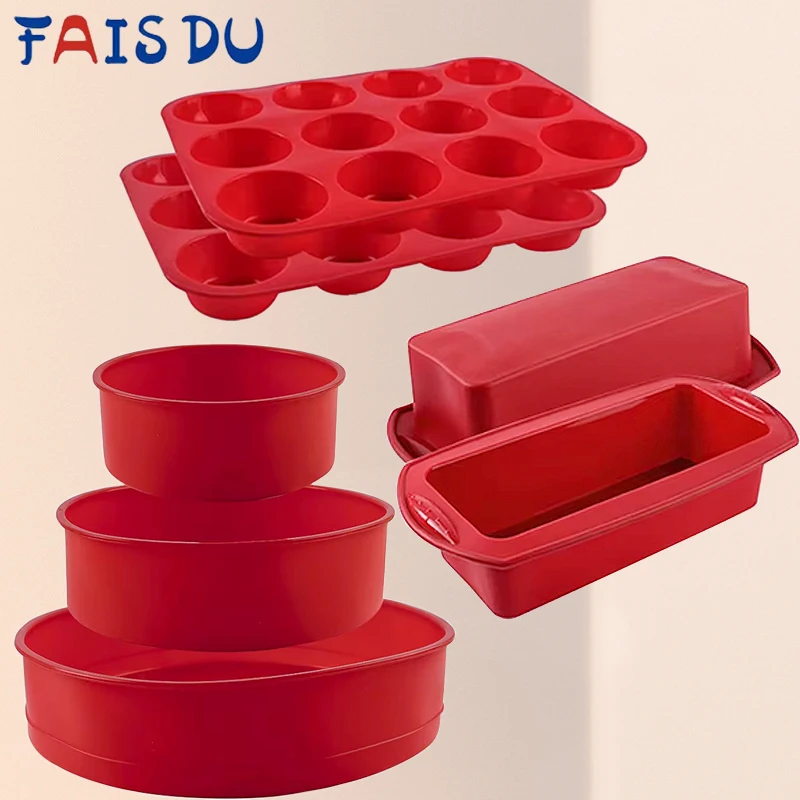 Silicone Pastry and Muffin Baking Mold - Round and Rectangle Shapes
