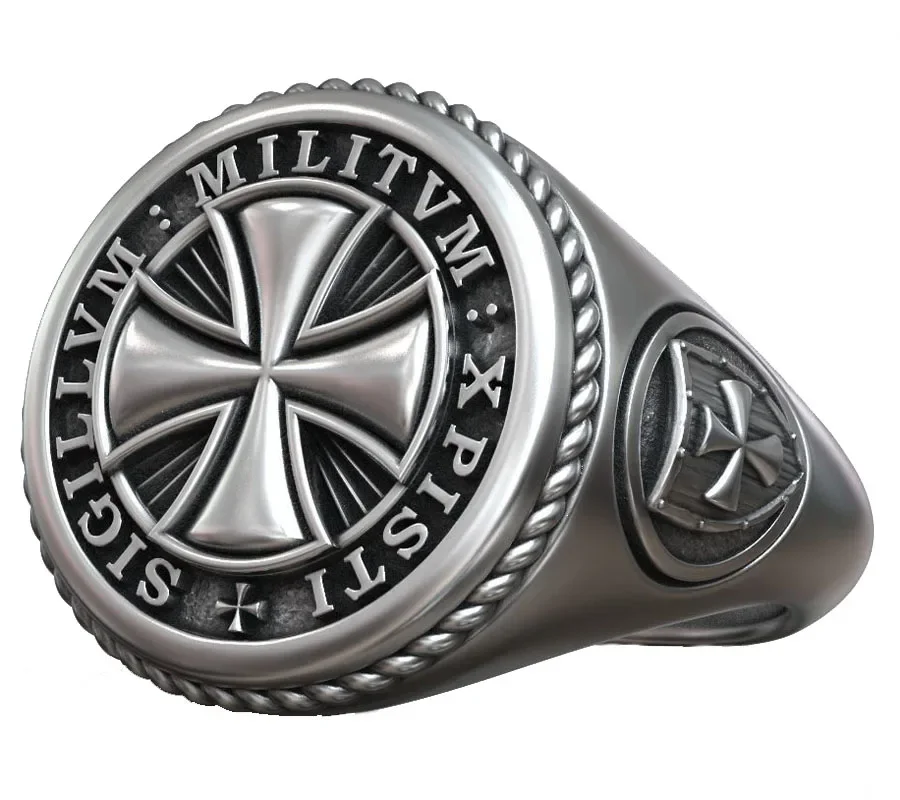 14g Templar Cross Shield Maltese Symbol Signet Religious Art Relief Rings  Customized 925 Solid Sterling Silver Ring Many Sizes 10 13g hand of god ring creation of adam religious art relief rings customized 925 solid sterling silver many sizes 6 12