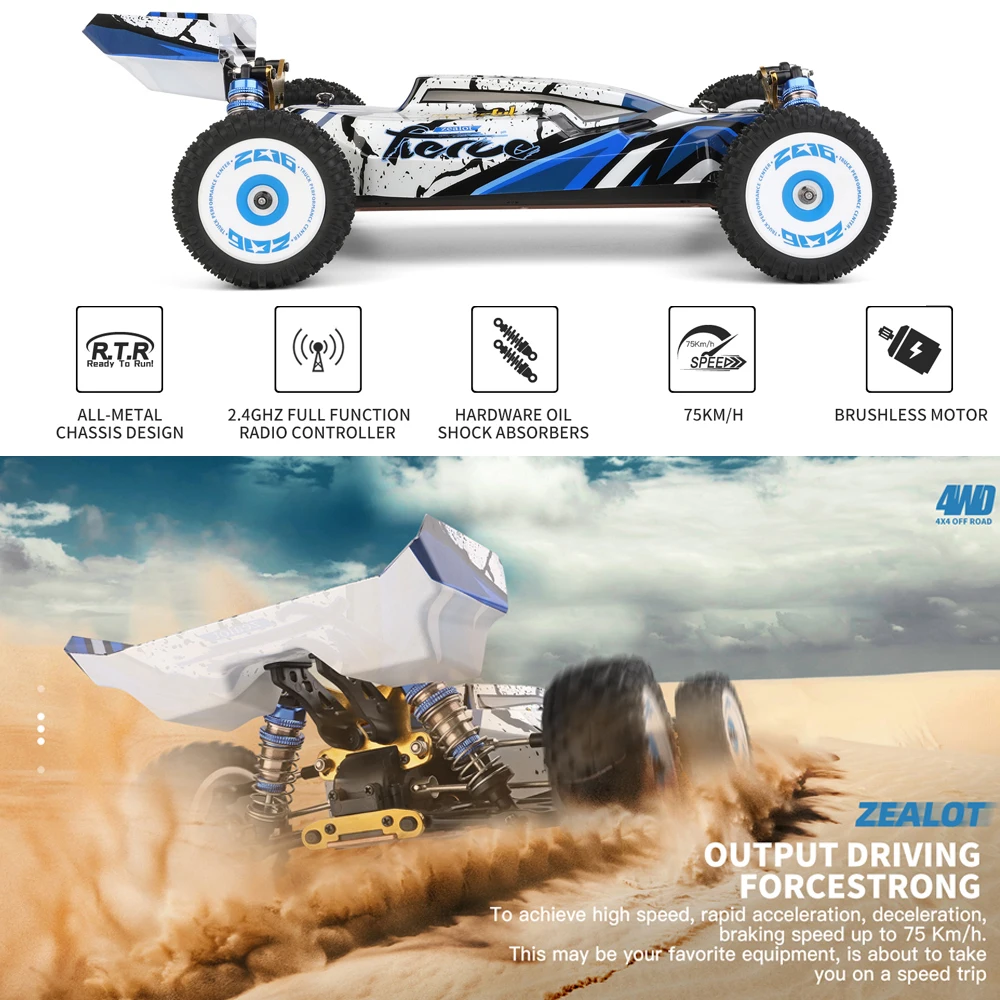 Electric High Speed RC Car 4WD Vehicle Blue