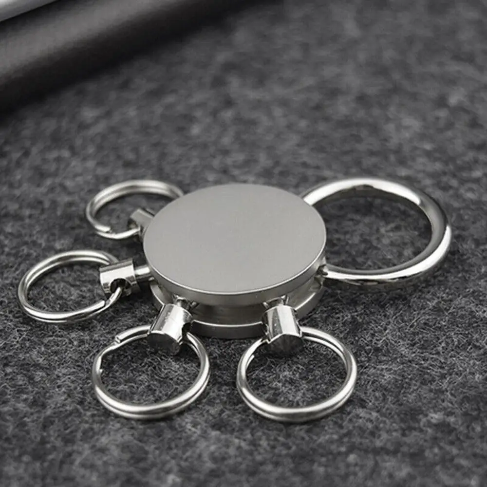 Detachable Zinc Alloy Waist Hanging Keychain Round Zip-Mother Buckle Five-ring Metal Ring Outdoor Carabiner Buckle Men Bag Gift