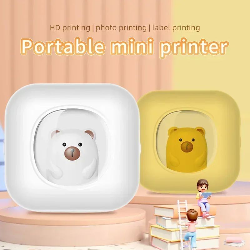 GlowMart X7 Mini Pocket Printer Wirelessly BT 200dpi Sticker Printer Type-C Rechargeable Portable Thermal Built-in 800mA