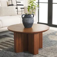 Home Collection Natural Brown Round Top Coffee Table 1