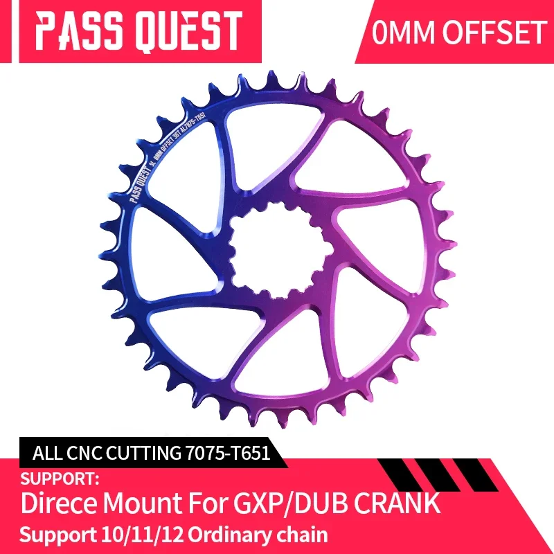 

PASS QUEST Rainbow For GXP 0mm Offset Chainring Wide Narrow Teeth Chainwheel 30/32/34/36/38/40/42T Disc for SRAM NX GX XX1 Eagle