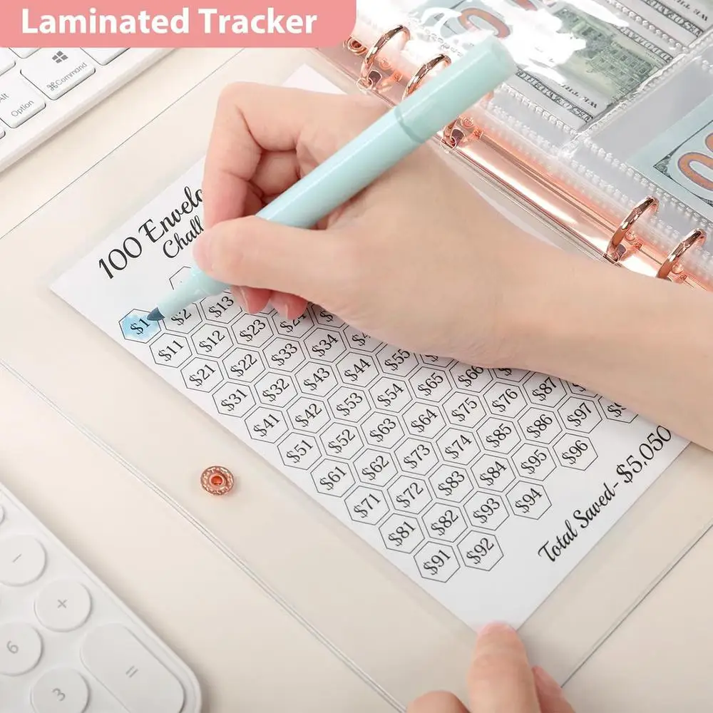 Money Saving Challenge Book 100 Days Cost Saver Planner Expense Organizer Account Books With Zipper Sticker Pen For Personal