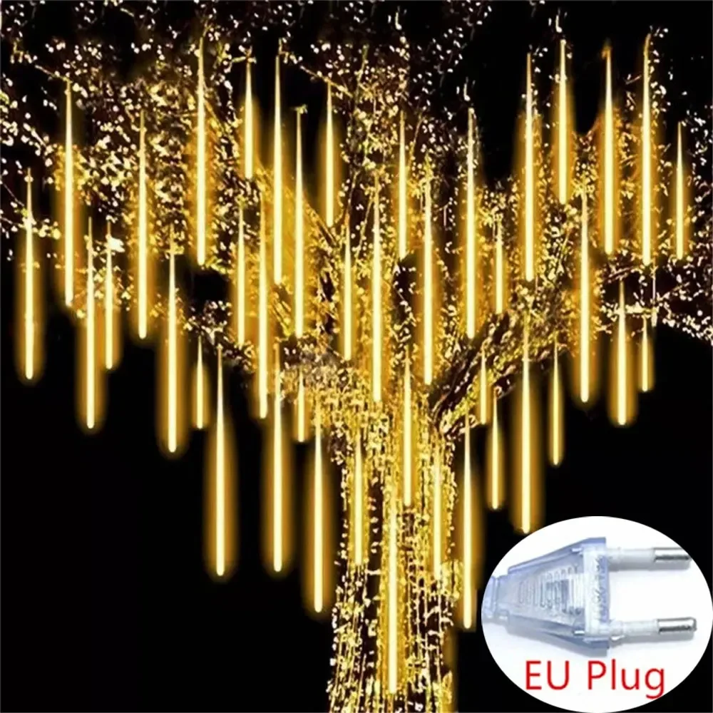 Navidad 2025 enchufe de la UE luces LED de lluvia de meteoritos caída de lluvia guirnalda de luces de hadas para decoración de Patio de fiesta de vacaciones - Imagen 2