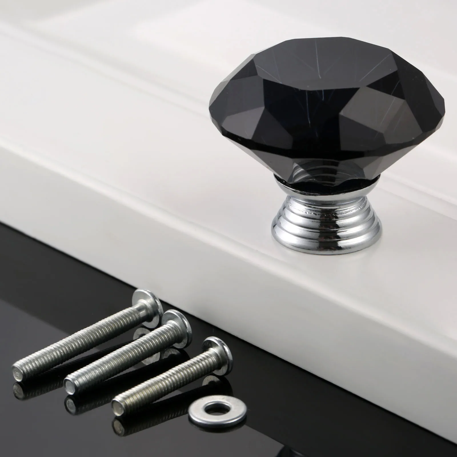 10 Manijas De Cristal Transparente Tipo Diamante Para Puertas Y Cajones | Marca Livivo