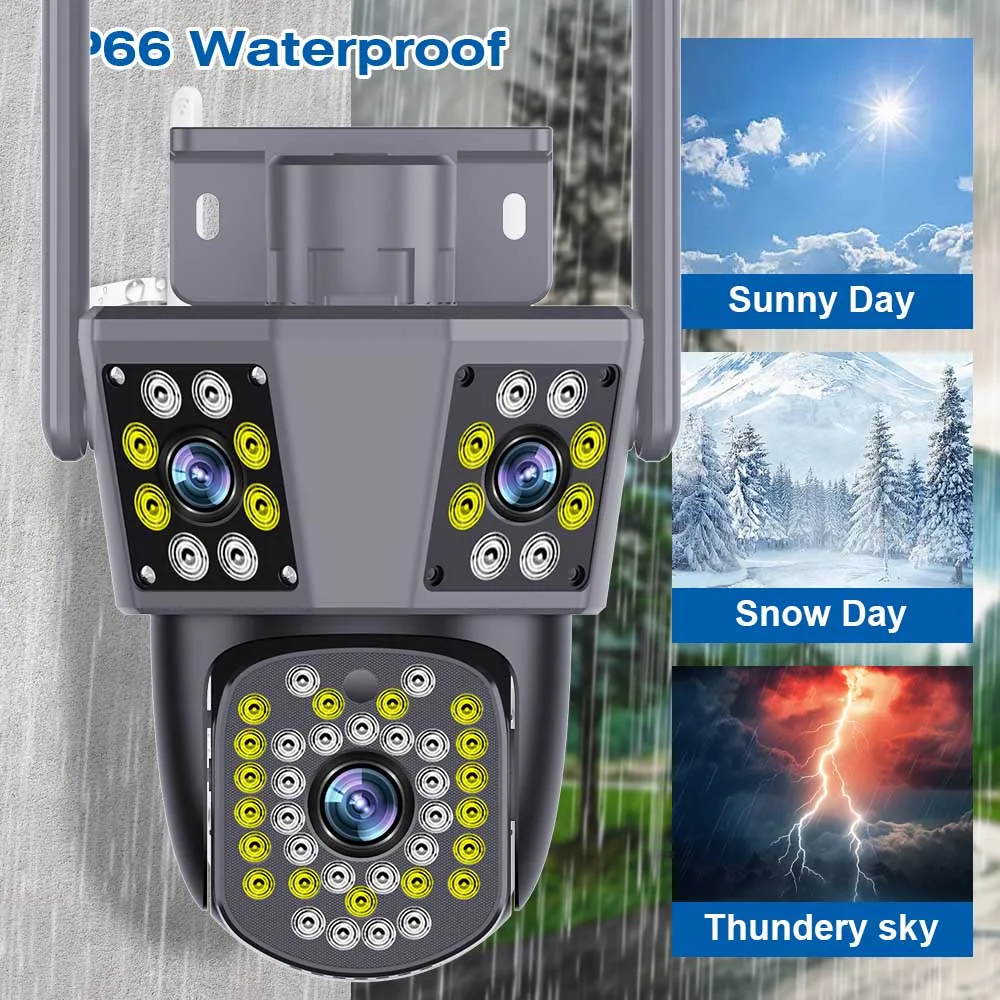 Outdoor External 6K 12MP FHD IP Camera 3 Lens 3Screens WiFi Camera 4K Dual Screen Auto Tracking Security PTZ Camera IPC360 3