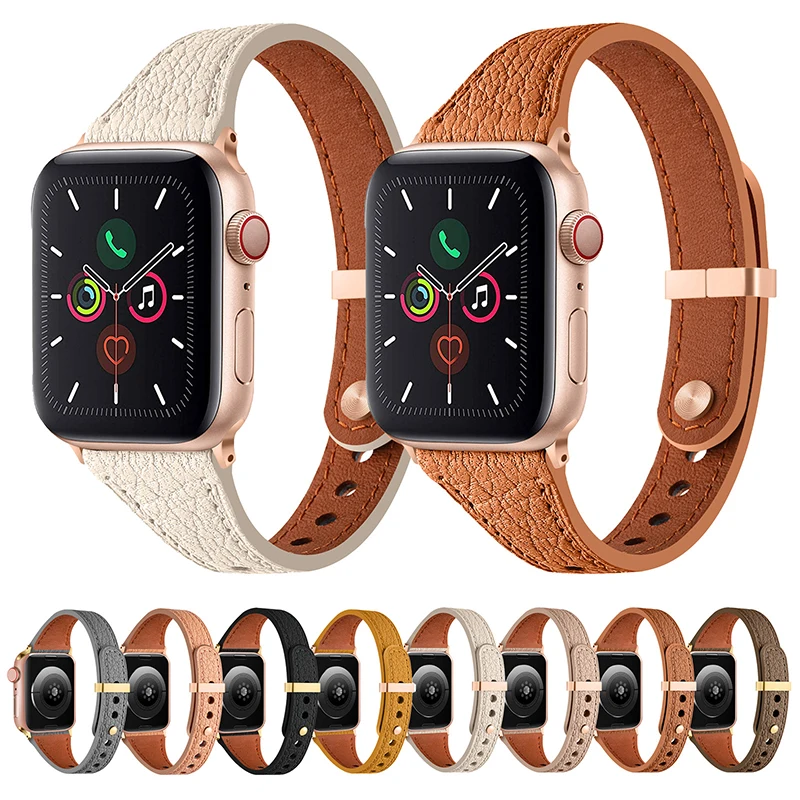 Ремешок из натуральной овчины для Apple Watch Band 41 мм 45 мм 40 мм 44 мм 42 мм, тонкий кожаный женский браслет iWatch Series 8 7 6 5 se Ultra
