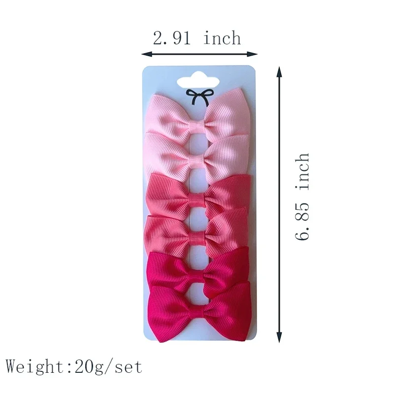 6Pcs Ribbon Bows Hairpin Girl Sweet Solid Design Hairpin Color Block Delicate Hairgripe Barrettes Kawaii Child Accessories 4