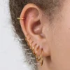 Gold Color Small Hoop Earrings Stainless Steel Circle Round Huggies for Women Men 2020 Ear Ring Bone Buckle Fashion Jewelry 25MM 2