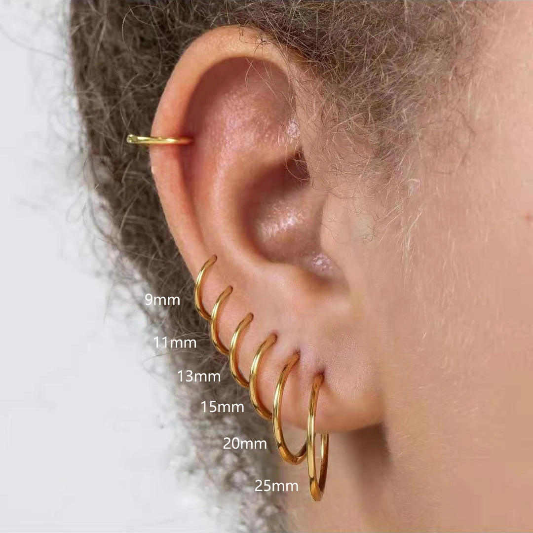 Orecchini a cerchio piccoli Color oro cerchio in acciaio inossidabile  Huggies rotondi per donna uomo 2020 anello per orecchio fibbia in osso  gioielli di moda 25MM - AliExpress