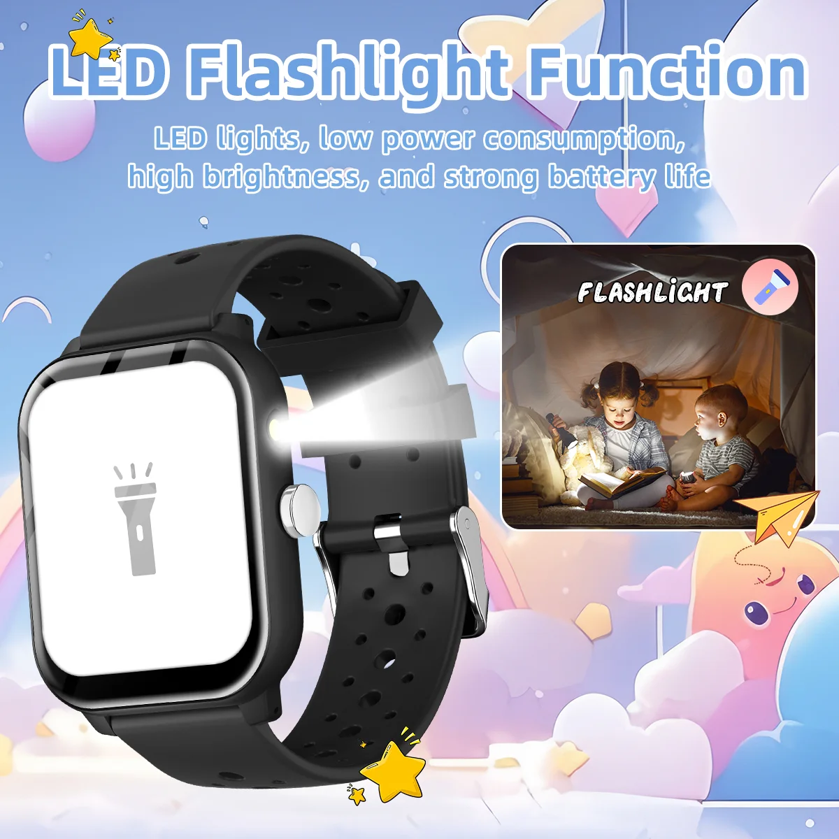 2026 New Kids Smart Watch For Kids Games Sleep Monitor Flashlight Alarm Clock Boy Girl Gift Children Partner Smartwatch 5