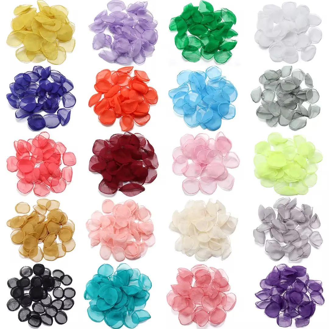 20 Stück Chiffon handgemachte gebrannte Randblätter bunte künstliche Blume für Hochzeit Party Kopfbedeckung Ohrringe Dekoration Zubehör – Detail 8