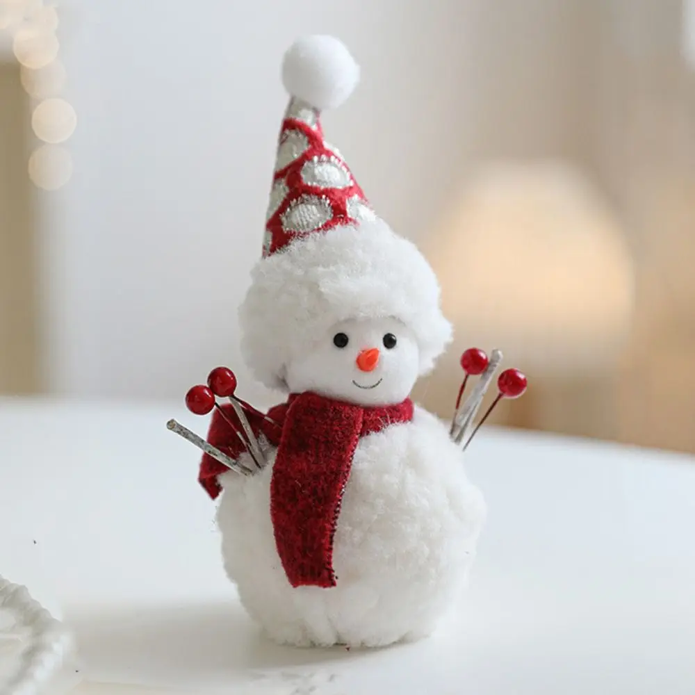 Desktop Decoration Cartoon Christmas Snowman Ornaments Knitted Soft Snowman Simulation White Xmas Decoration Festival