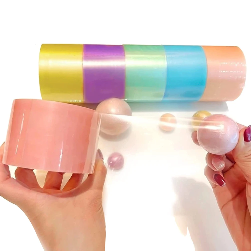 6Rolls Clear Tape Clear Tapes Sticky Washi Colored Toys Diy Decompression Adhesive Color Toy Rolling Craft