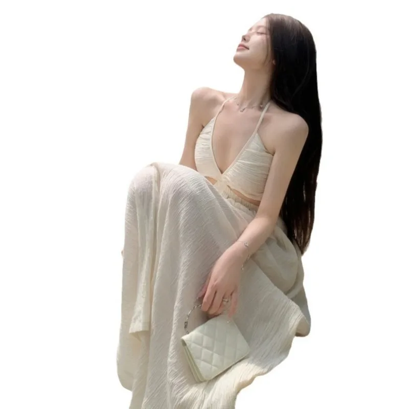 

Holiday Style Hang on Neck Sexy Camis Dress Hollow Out Beach Tank Dress Female Summer