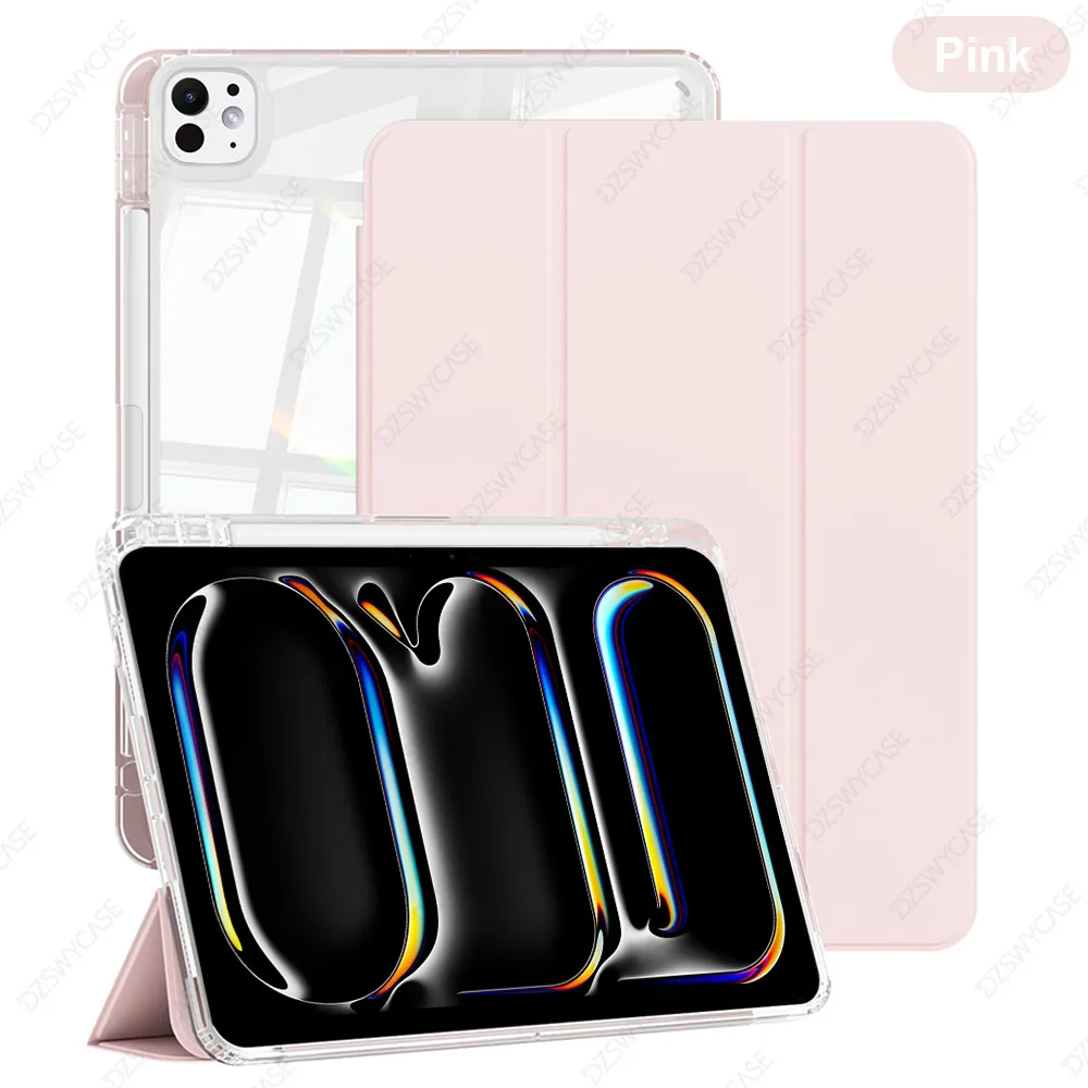 Enhanced Shockproof Slim Tablet Case with Pencil Holder and Auto Sleep/Wake Function, Featuring a Clear Hard Back Shell