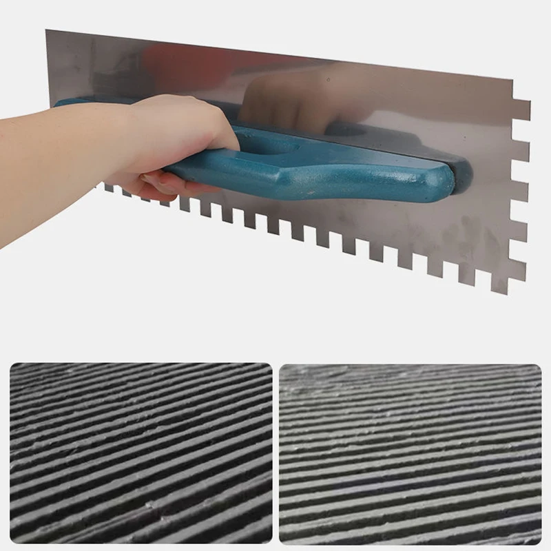 Ceramic Tile Trowel with Wood Handle 15mm Serrated Trowel Floor and Wall Leveling Slot Bricklayer Tiling Tool 48cm bricklaying trowel