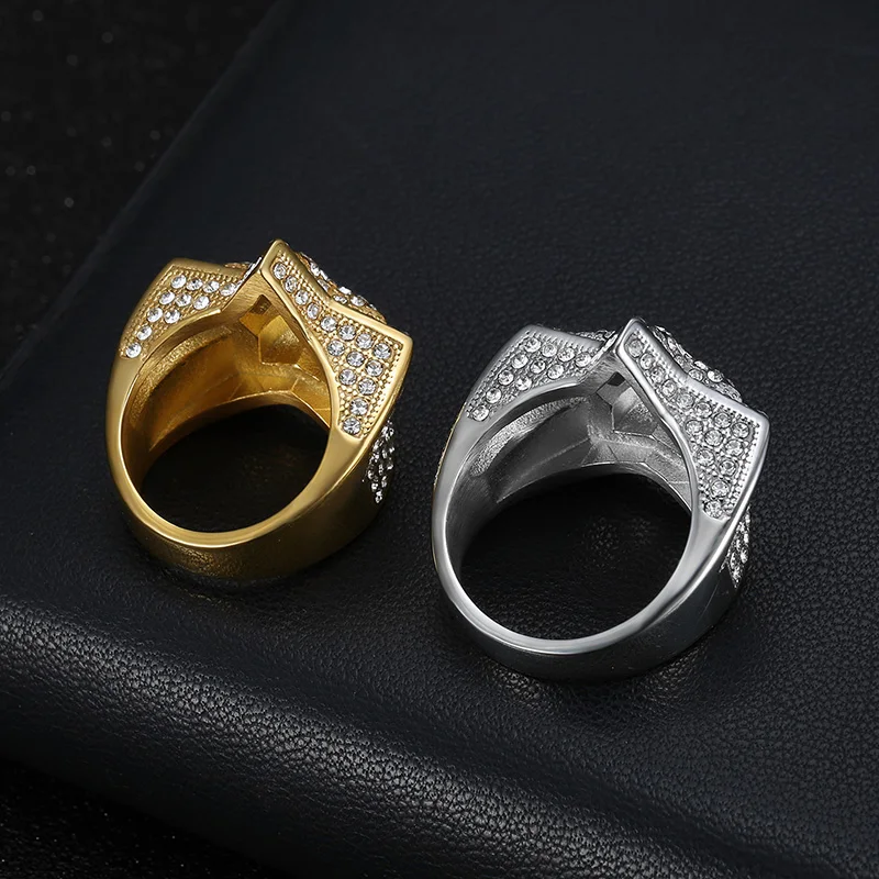 TOPGRILLZ 14K Gold Plated Star Ring With Cubic Zirconia - Iced Out 5-Star Hip Hop Jewelry For Men