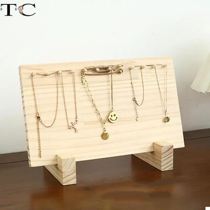 Log Style Jewelry Necklace Display Stand Bracelet Bracelet Keychain Rack Table Top Jewelry Photo Props