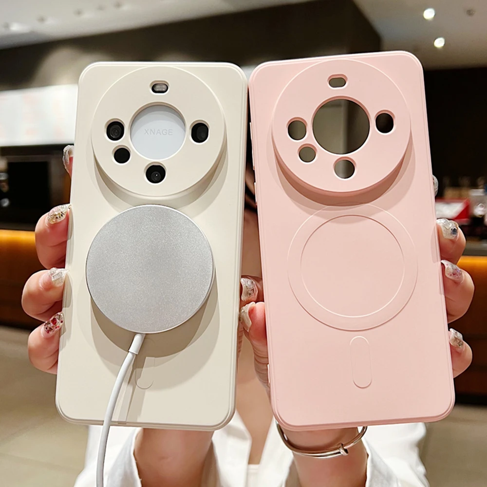 Coque de téléphone magnétique en silicone liquide pour Huawei P60 P50 P40 P30 Mate 60 50 40 30 20 Pro pare-chocs antichoc dos souple_voghion.com