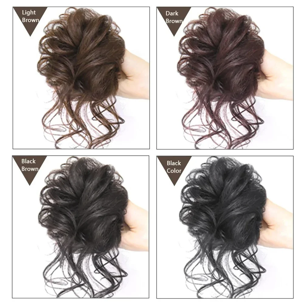 Chignon Sintetico 1P con Clip, Acconciatura a Coda di Cavallo, Estensione per Capelli Corti Ricci Ondulati, Nero o Biondo, per Donne, Novità 2025 - immagine 3