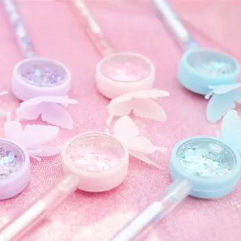 4 Pack Cute Butterfly Gel Pen Quicksand Student Writing Signature Pen School Supplies Office Stationery Random Color 2