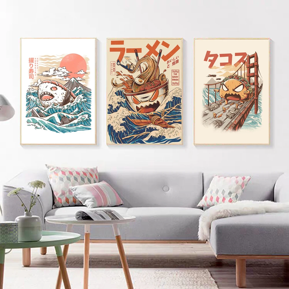 

Ramen Noodle Canvas Print Japanese Wall Art Poster Food Drink Canvas Prints Vintage Japan Wall Art For Kitchen Living Room Decor