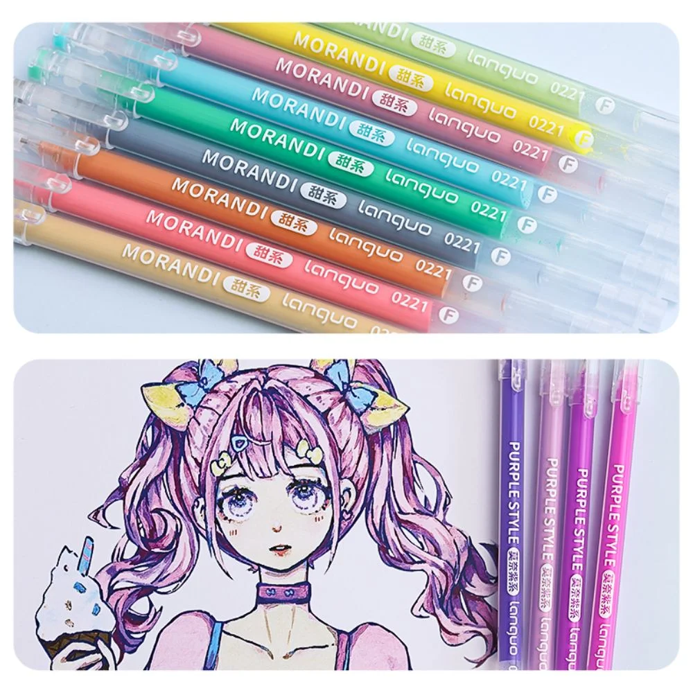 Kawaii Vintage Morandi Grau Stifte Set Multi Farbe Gel Tinte Stifte Marker Liner Kugelschreiber Schule Büro Schreibwaren Geschenk Stift – Detail 11